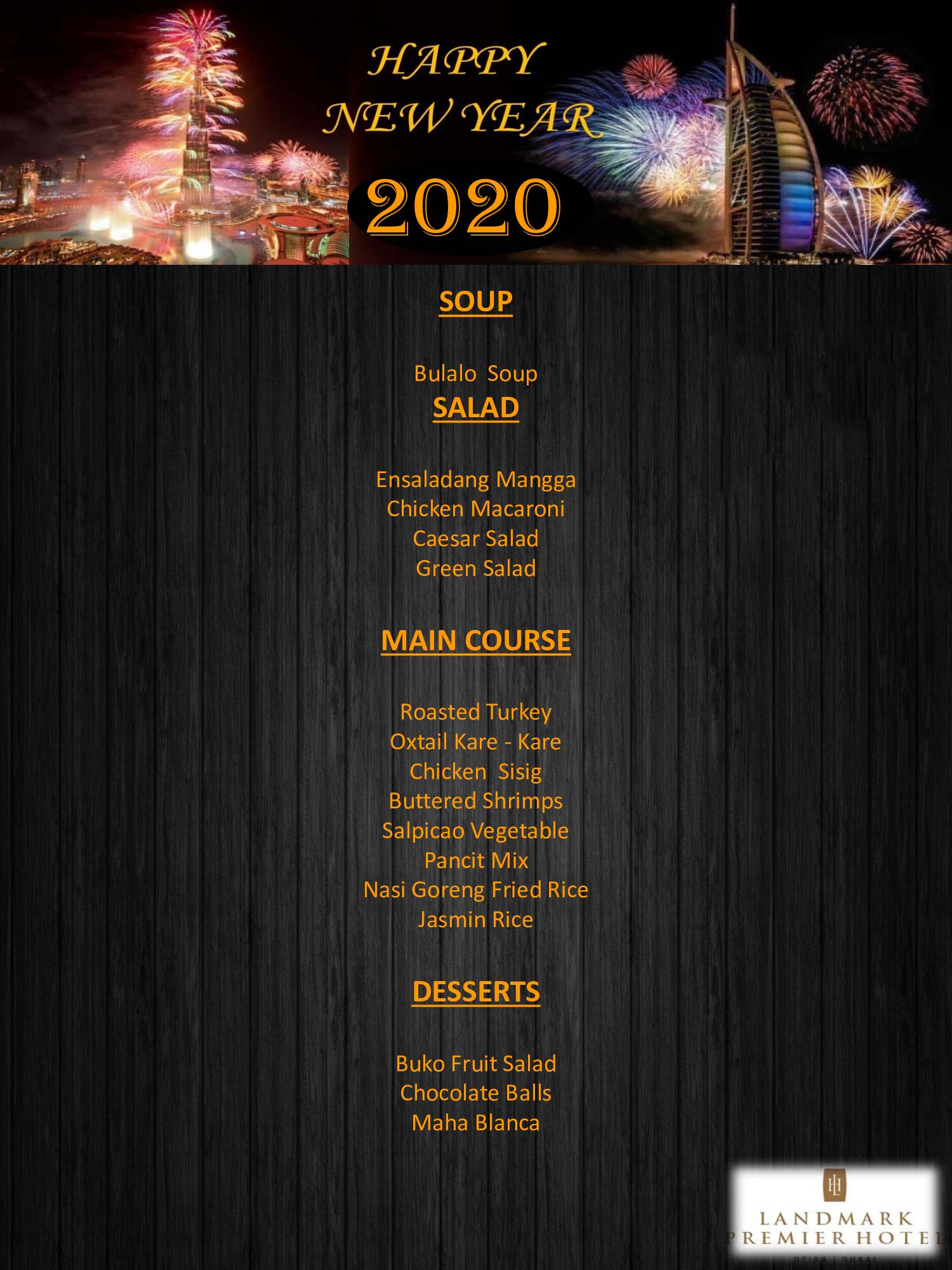 New Year's Eve Dinner Buffet Offer at Landmark Premier Hotel, Deira Cobone Offers