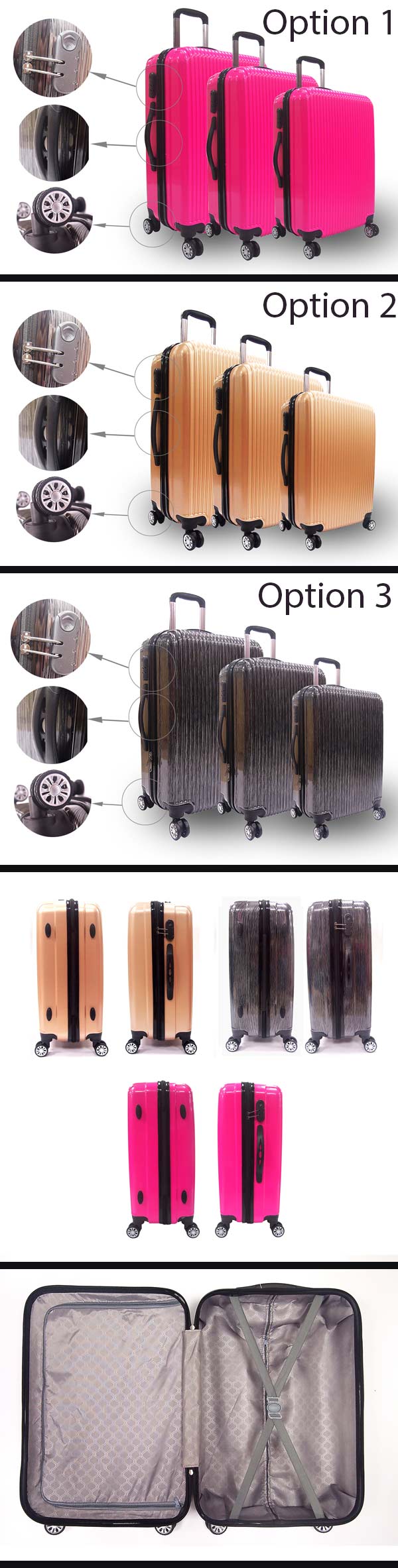 Eurostar 3 Piece Rolling Luggage Set Cobone