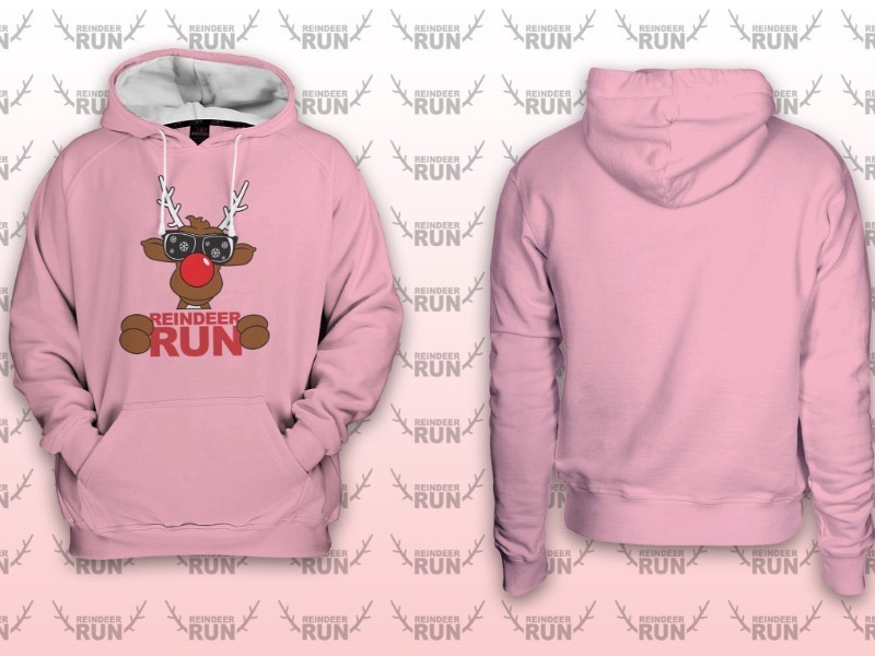 Reindeer Run Pink Varsity Hoodie