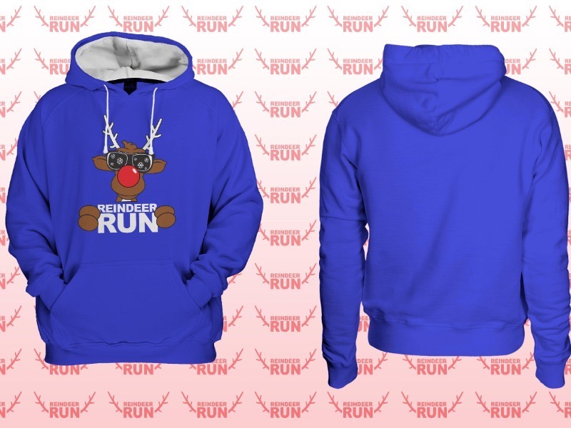 Reindeer Run Blue Varsity Hoodie