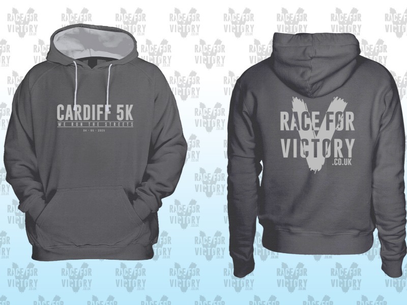 Cardiff 5K - Race For Victory - Charcoal Varsity Hoodie