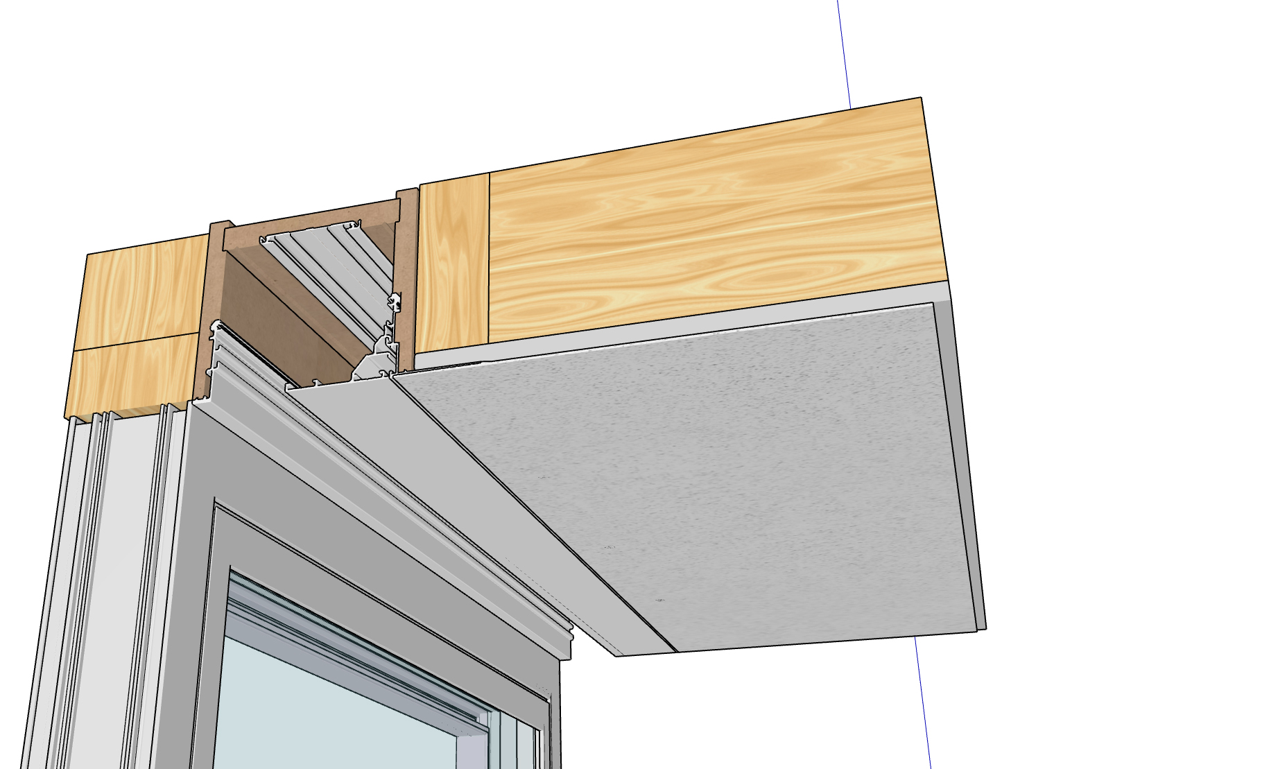 A recessed ceiling pocket for window shades