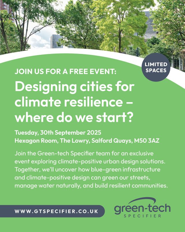 Green-tech Specifier launches Urban Design Roadshow - designing cities for climate resilience – where do we start?