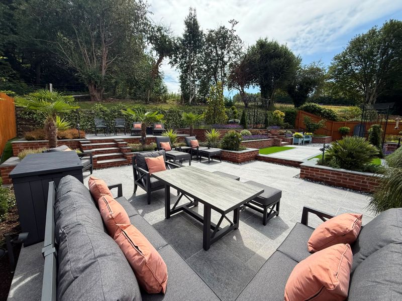 Turning challenging gradients into a glorious stepped garden with Bradstone porcelain
