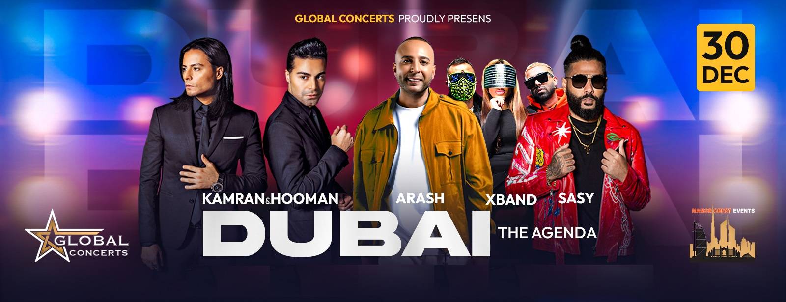 Arash, Kamran and hooman, Sasy and Xband New Year's Eve concert in Dubai Tickets, December 30