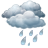 Cloudy, rain showers