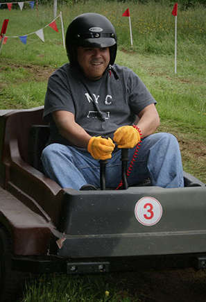 guy sat in a chuckle buggie