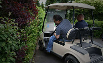 two guys reverse steering a buggy