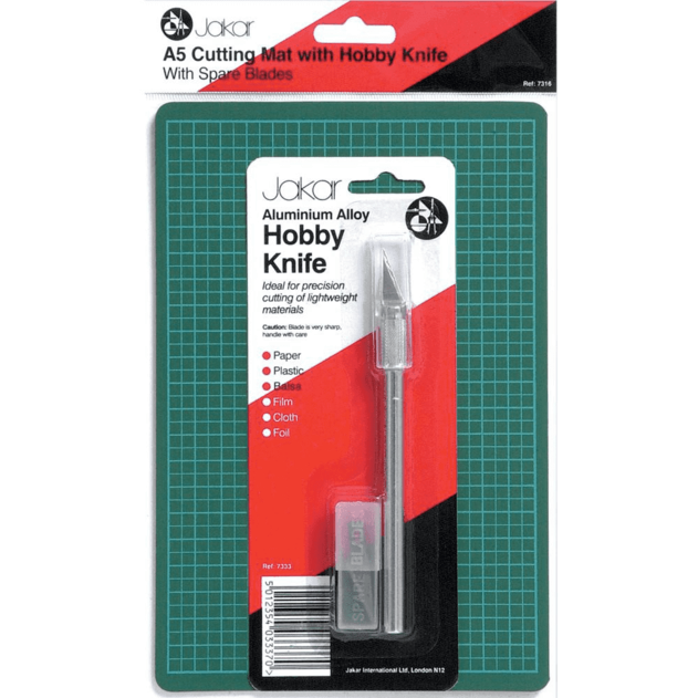 Jakar A5 Double Sided Cutting Mat with Hobby Knife and Spare Blades