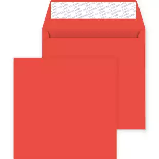 Square Peel and Seal Envelopes - 220mm x 220mm - Pillar Box Red