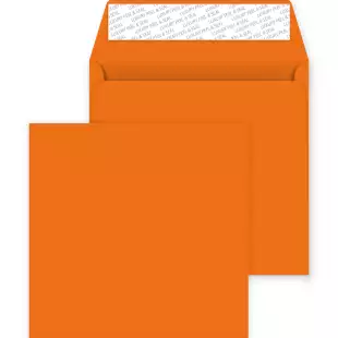 Square Peel and Seal Envelopes - 220mm x 220mm - Pumpkin Orange