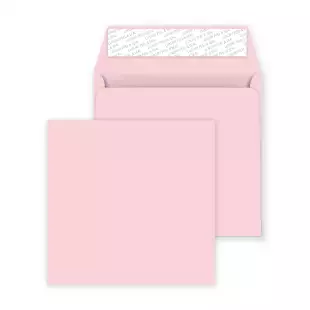 Square Peel and Seal Envelopes - 160mm x 160mm- Baby Pink