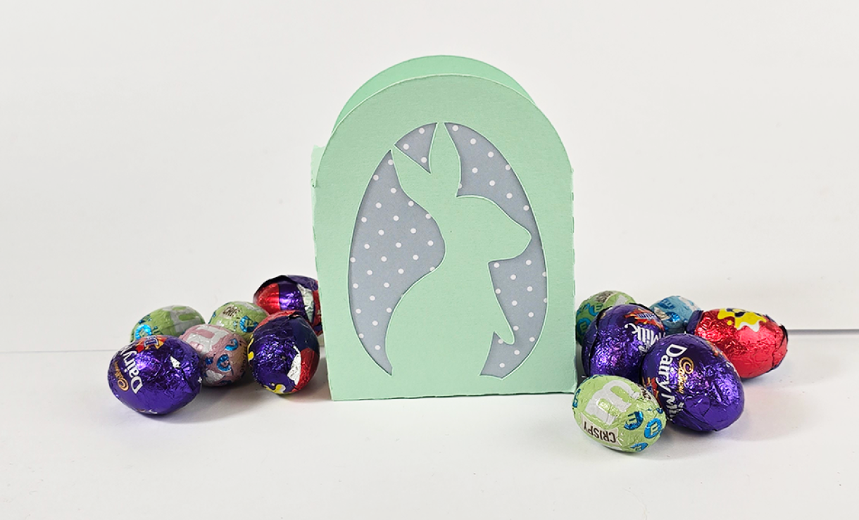 Spring green with polka dots bunny box