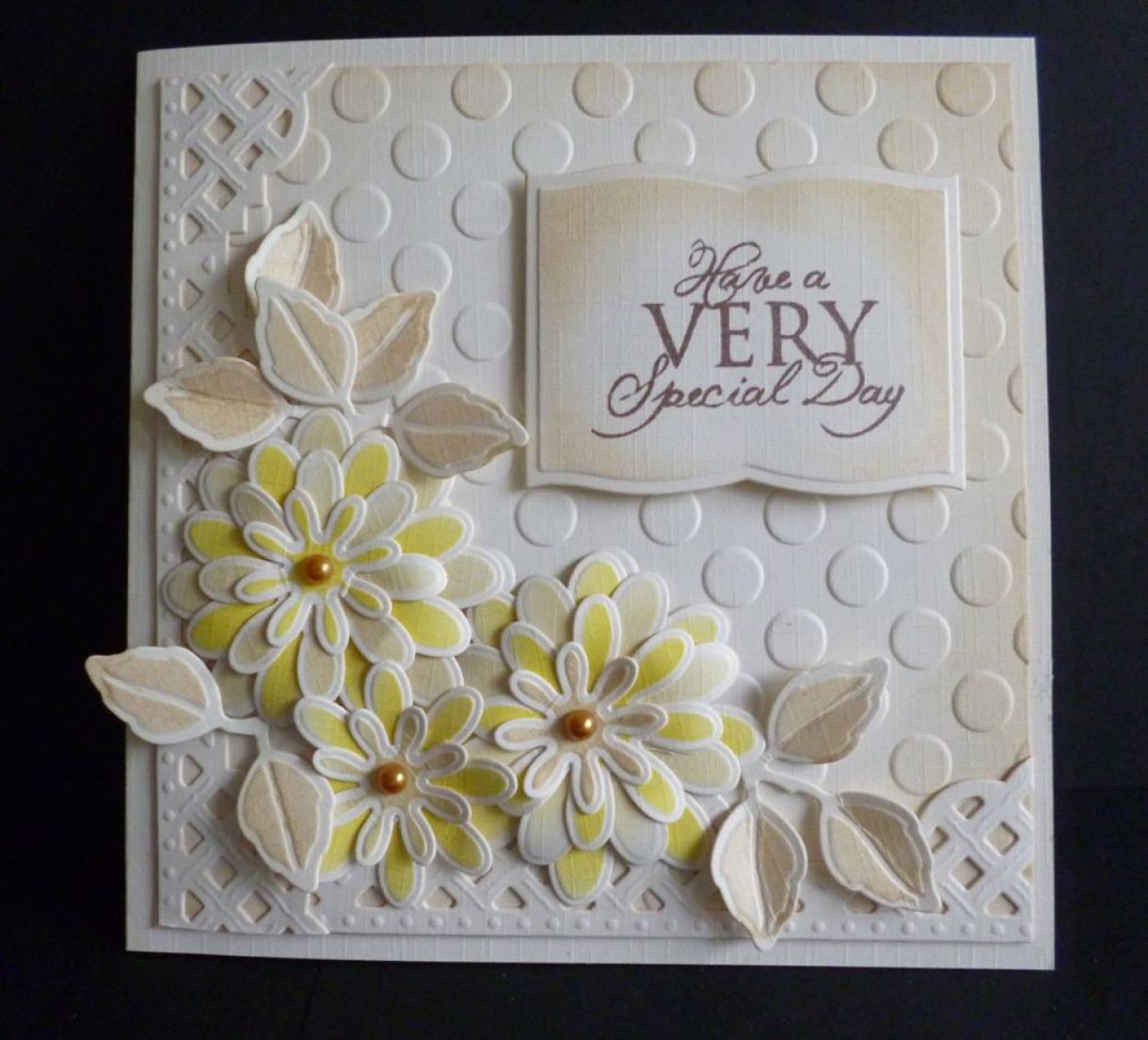 flax embossed ivory card offer and some stunning handmade