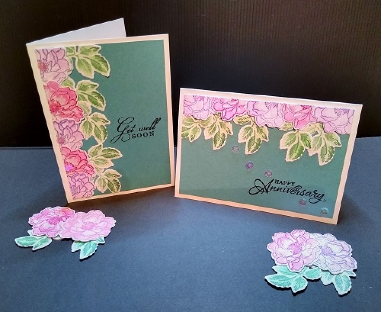 Die Cut Flower Cards using Pink & Turquoise