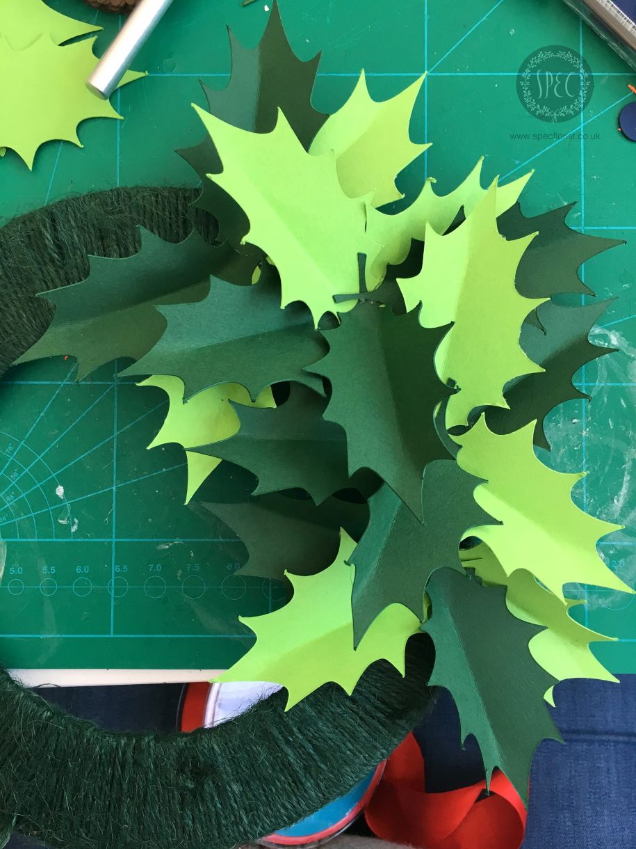 DIY Paper Holly Wreath