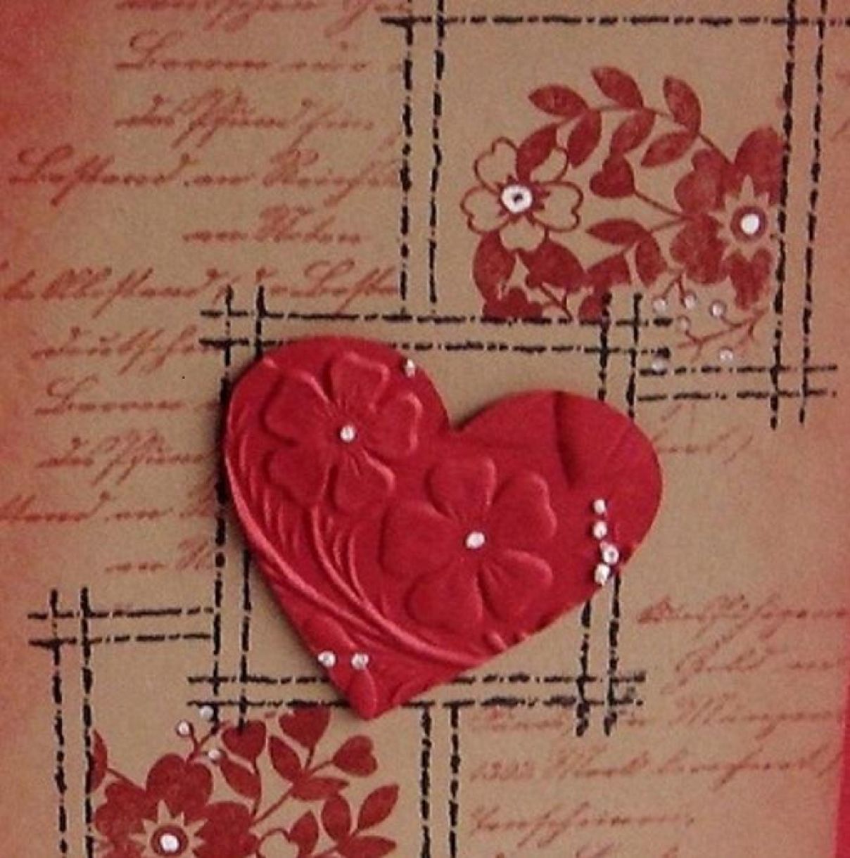 Stamped Valentine Card With Embossed Heart