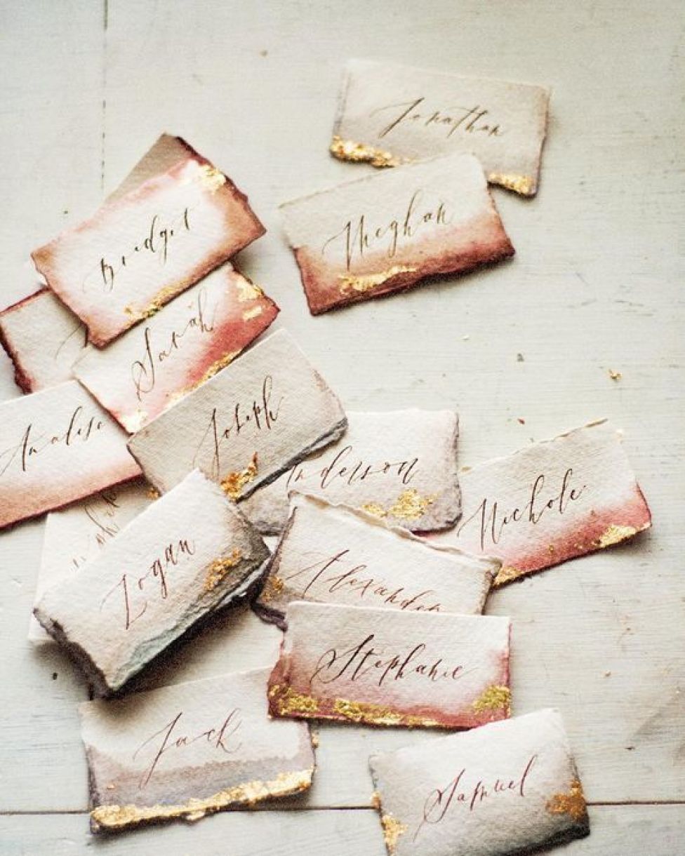 Pretty DIY Gold Leaf Wedding Stationery Ideas