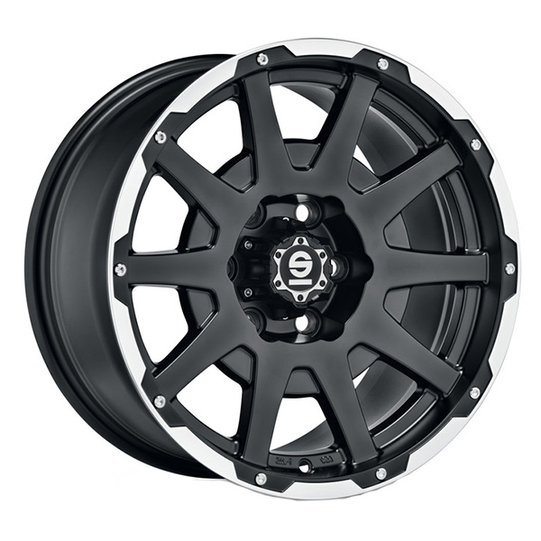 CERCHIO IN LEGA SPARCO SPARCO DAKAR 7.5x17 5x127 ET 25 MATT BLACK LIP POLISHED+RIVETS