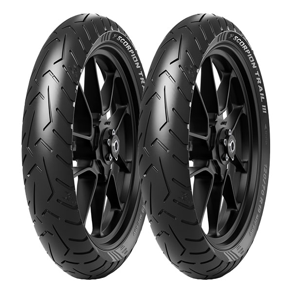 COPPIA GOMME PIRELLI 110/80-19 59V + 130/80-17 65V SCORPION TRAIL 3