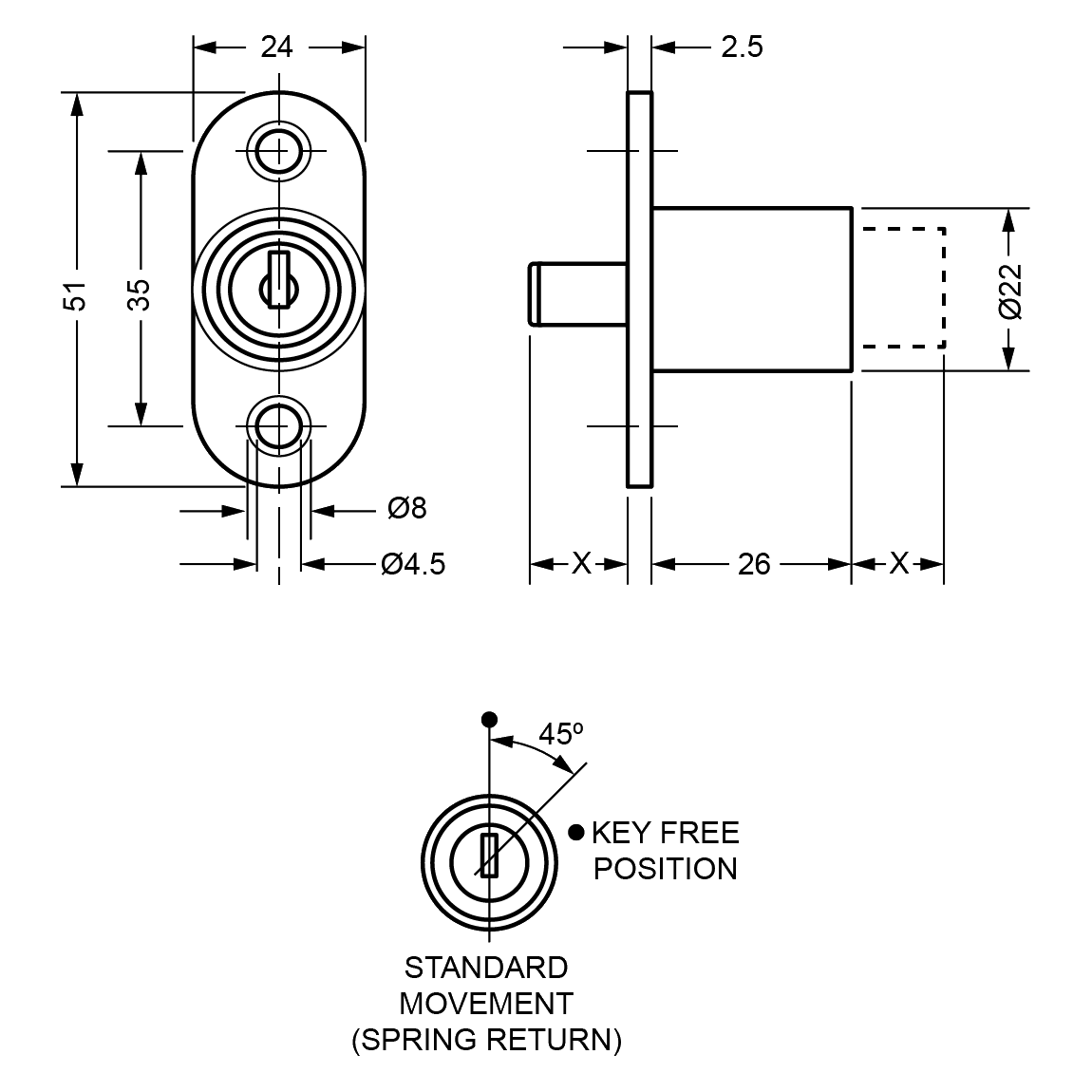 L&F 5861 Sliding Door Lock Locks and Fittings