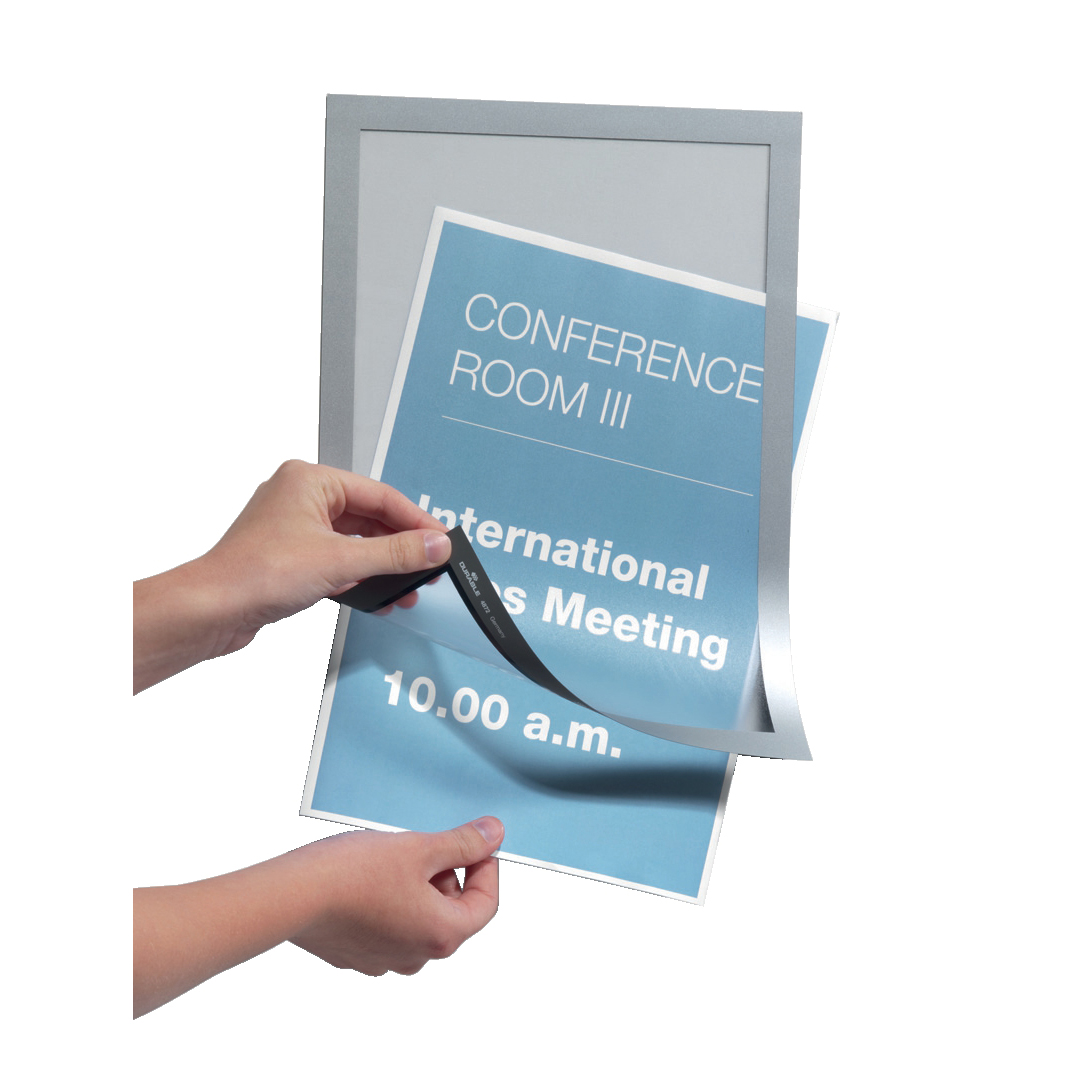 Durable Duraframe A4 Self Adhesive with Frame Silver Ref