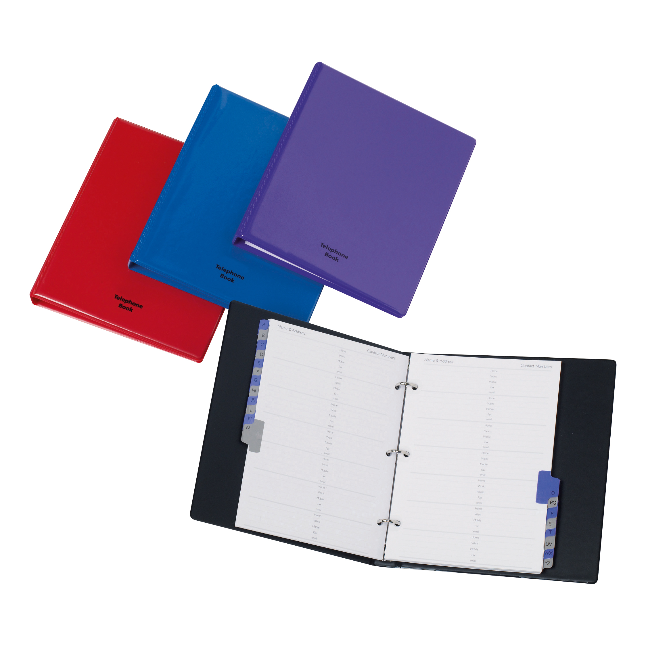 Telephone And Address Book AZ Index Ring Binder A5 Black 181818