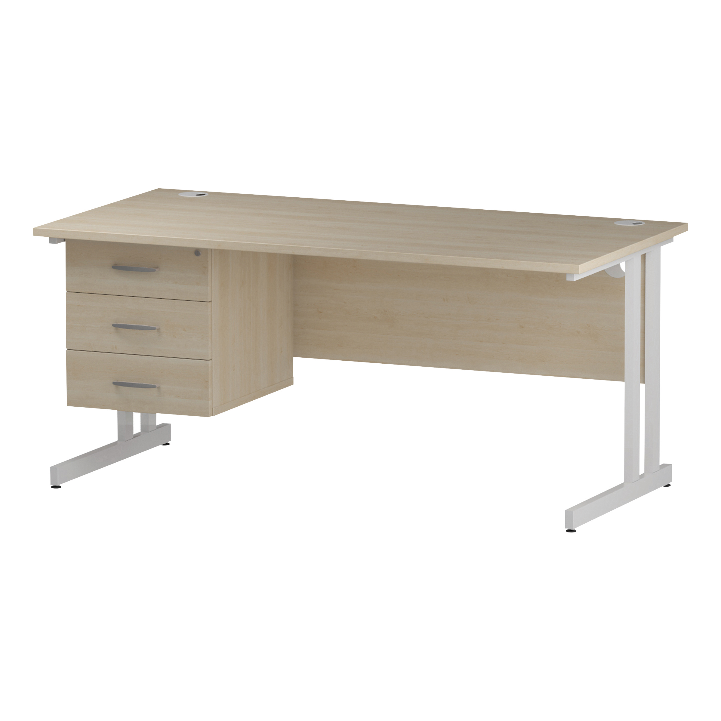 Trexus Rectangular Desk White Cantilever Leg 1600x800mm Fixed