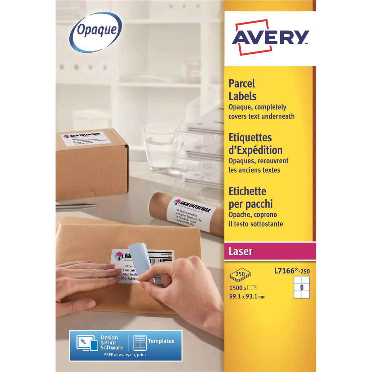 avery parcel labels laser jam free 6 per sheet 99 1x93 1mm opaque
