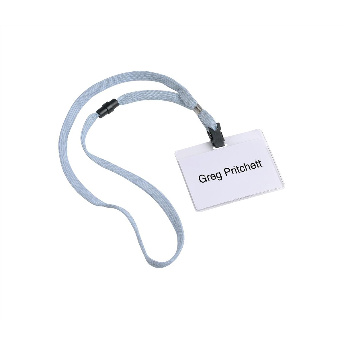 Durable Visitor Name Badges with Textile Lanyard with Safety Closure