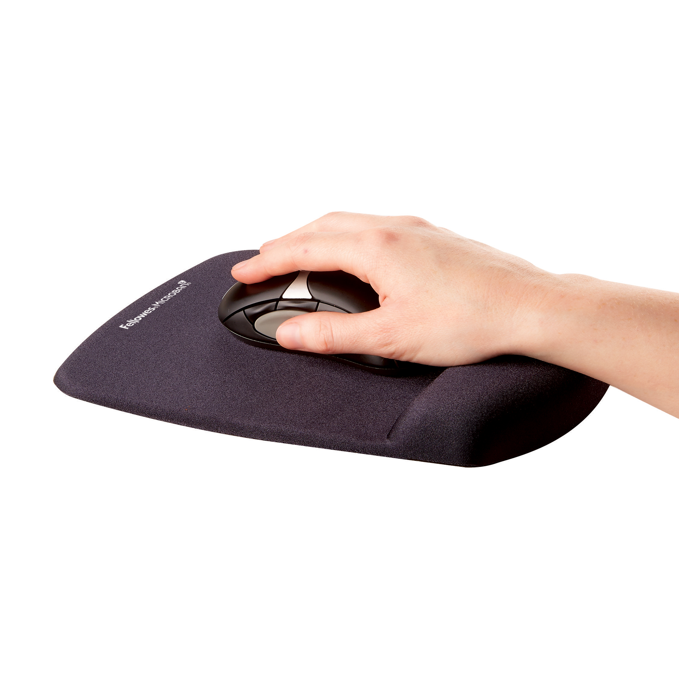 Fellowes PlushTouch Mousepad Wrist Support Black Microban 9252003