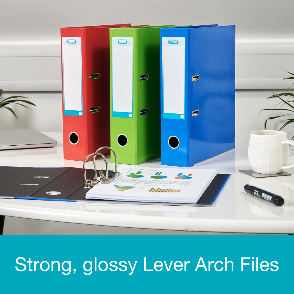 Elba Lever Arch File Laminated Gloss Finish 70mm Capacity A4+ Metallic