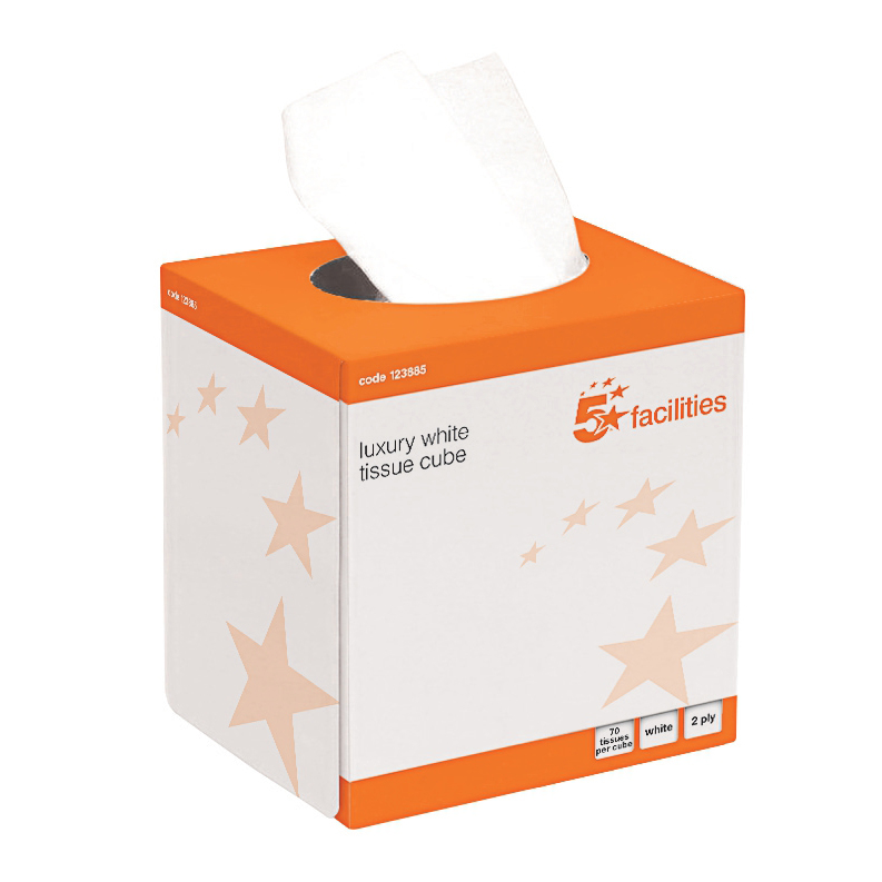 5 Star Facilities Cube Box Of 70 Tissues 2 ply White