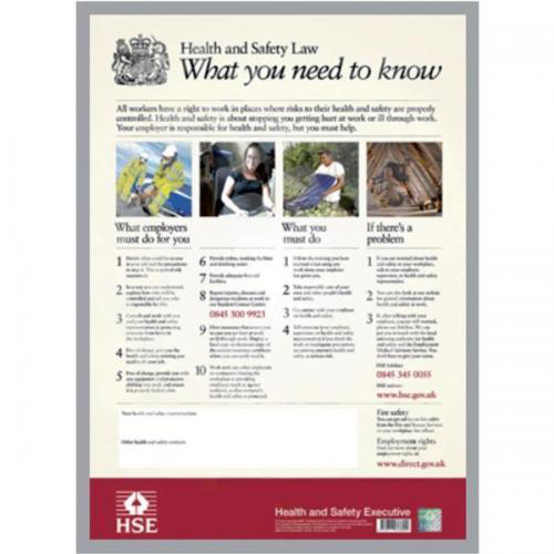 Health And Safety Law Hse Statutory Poster Pvc W420xh595mm A2 Framed