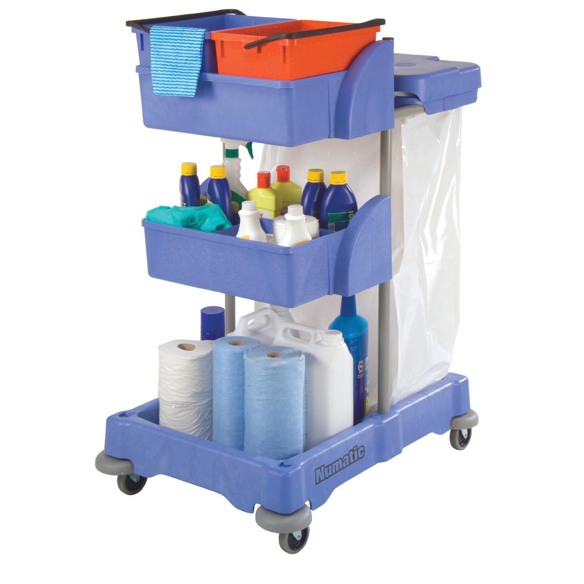 Numatic Xtra Compact Xc3 Cleaning Trolley With 2 Buckets And 2 Tray