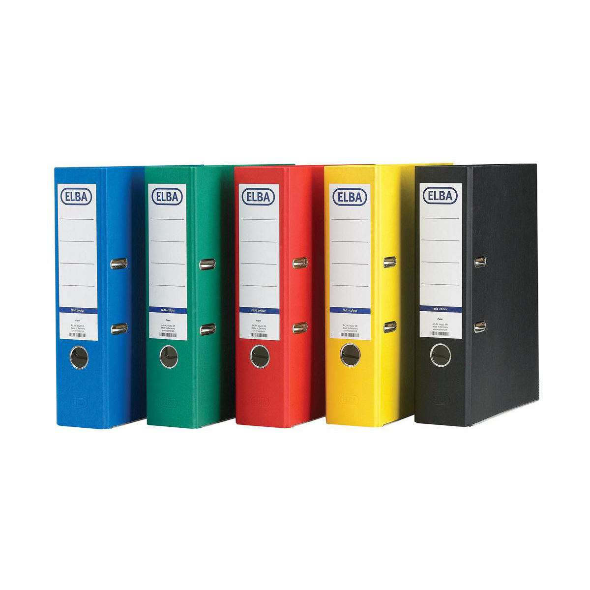 Elba Lever Arch File A4 Coloured Paper on Board Capacity 70mm Assorted