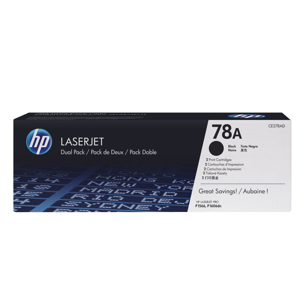 HP 78A Black Toner Cartridge Dual Pack (CE278AD) 