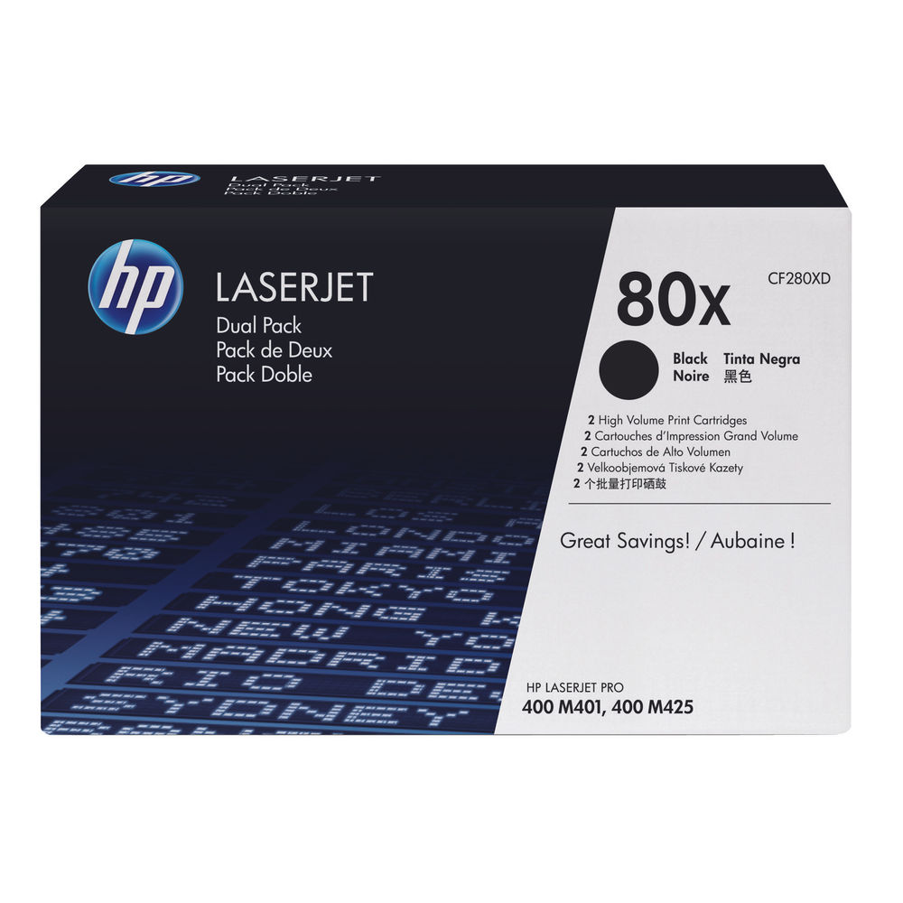 HP 80X High Capacity Toner Dual Pack