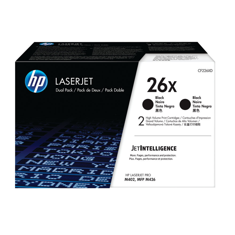 HP 26X High Capacity Black Toner Cartridge Twin Pack (CF226XD)