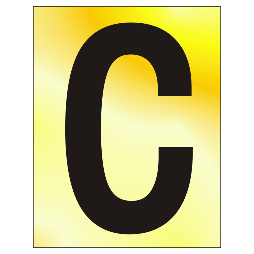 ASEC 75mm Brass Letters & Numerals - 75mm 'C' Text PB Visi