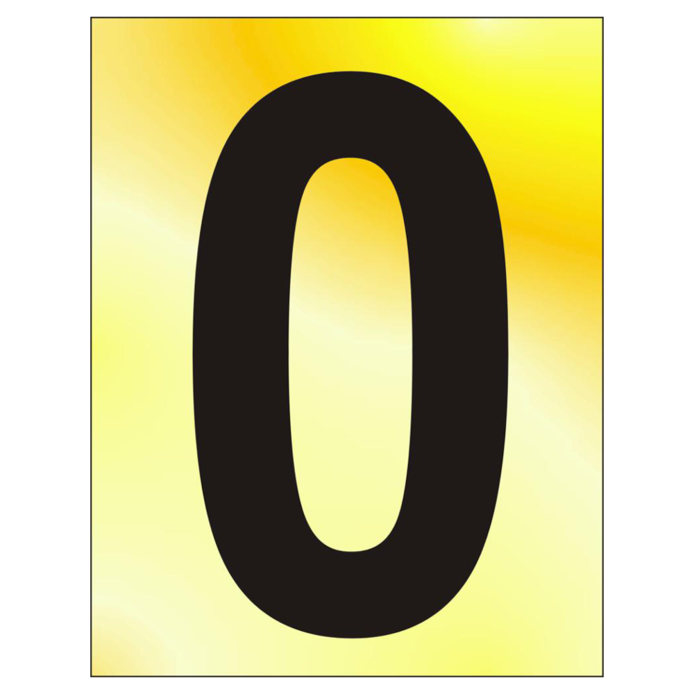 ASEC 75mm Brass Letters & Numerals - 75mm '0' Text PB Visi