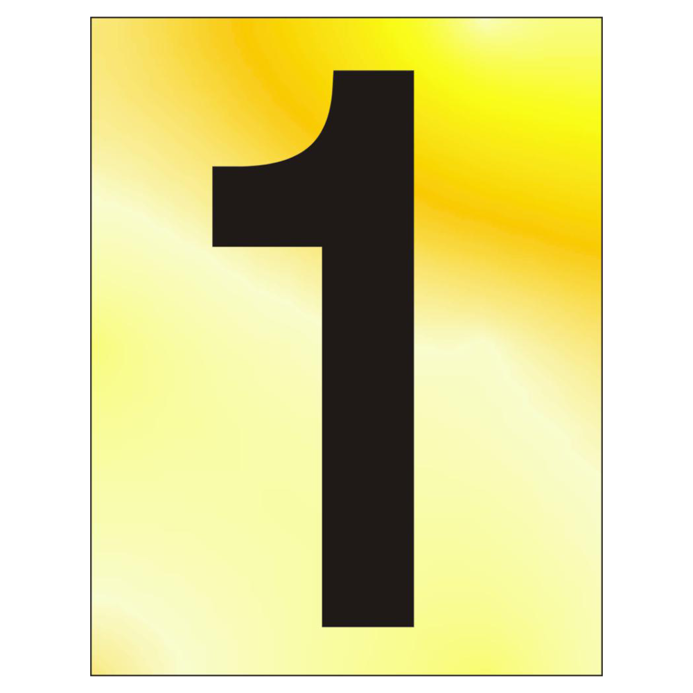 ASEC 75mm Brass Letters & Numerals - 75mm '1' Text PB Visi