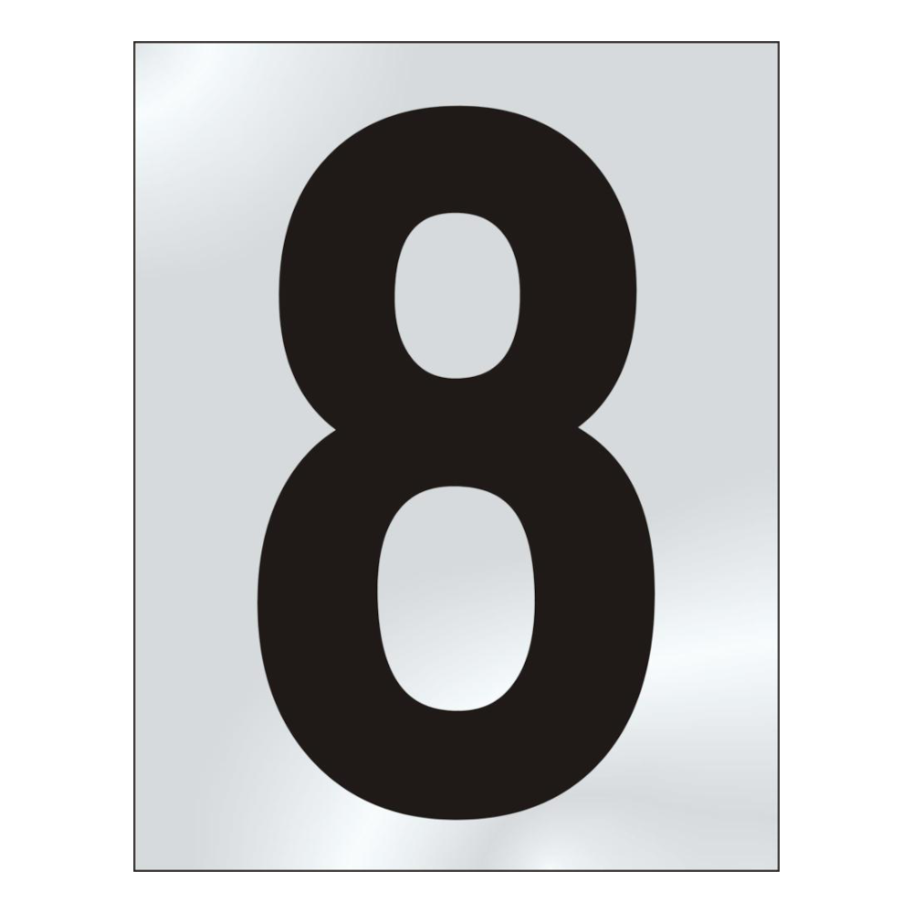 ASEC 75mm Chrome Letters & Numerals - 75mm '8' Text CP Visi