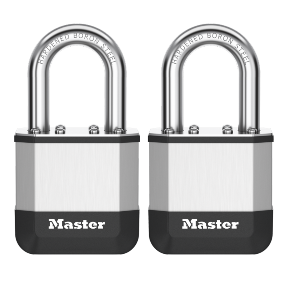 MASTER LOCK Elite Laminated Padlock Open Shackle - 44mm KA Twin Pack