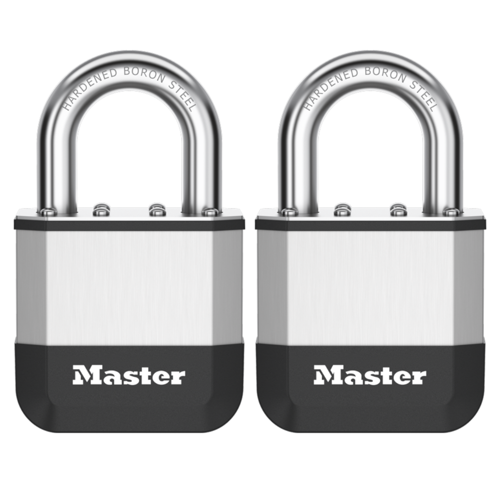 MASTER LOCK Elite Laminated Padlock Open Shackle - 51mm KA Twin Pack