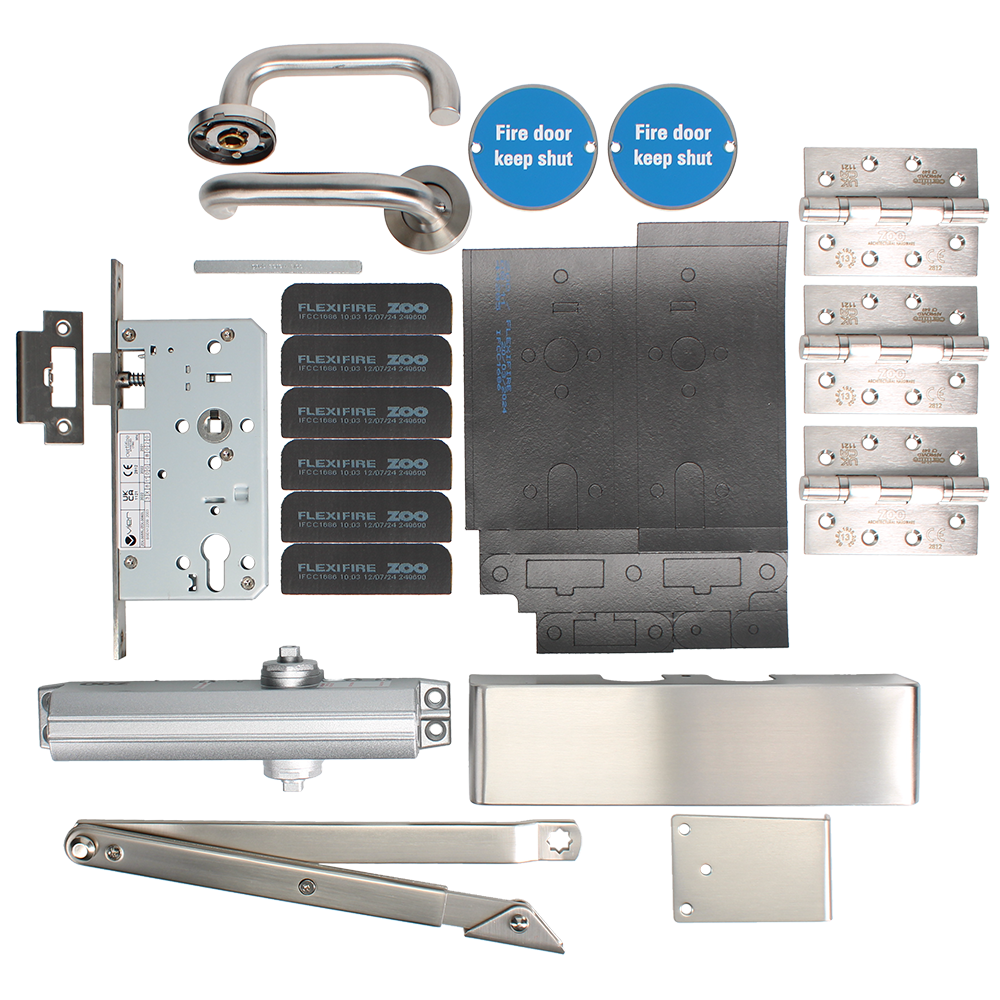 ZOO Commercial C1430/60 Fire Door Pack For Office Door (Non-Locking) KITC14-FDP-C14