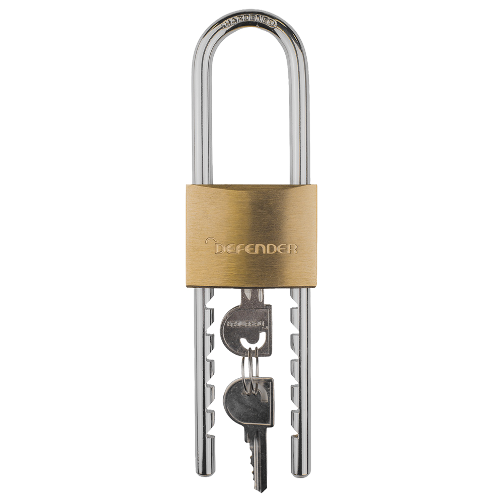 DEFENDER Adjustable Long Shackle Brass Padlock DFBP5/ADJ/LS - 50mm