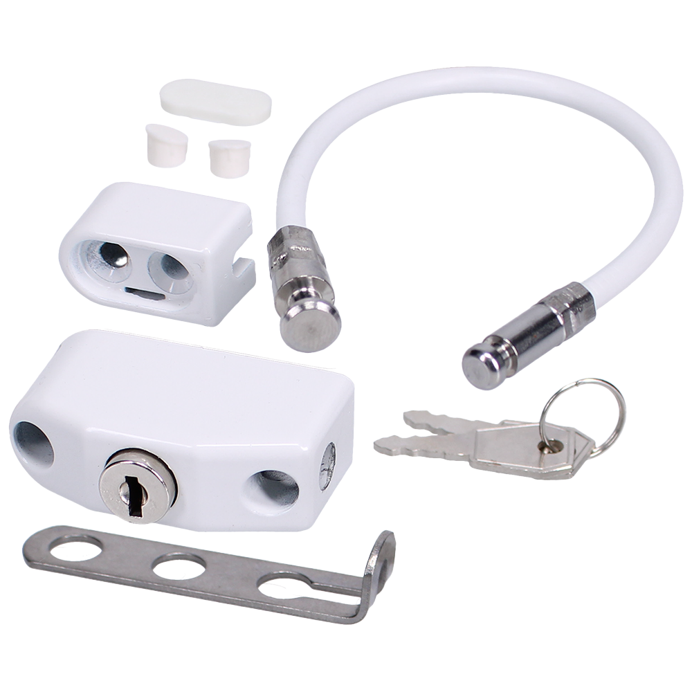 CHAMELEON 230mm Adaptable Locking Window Restrictor 100Kg Load Force M1 - White