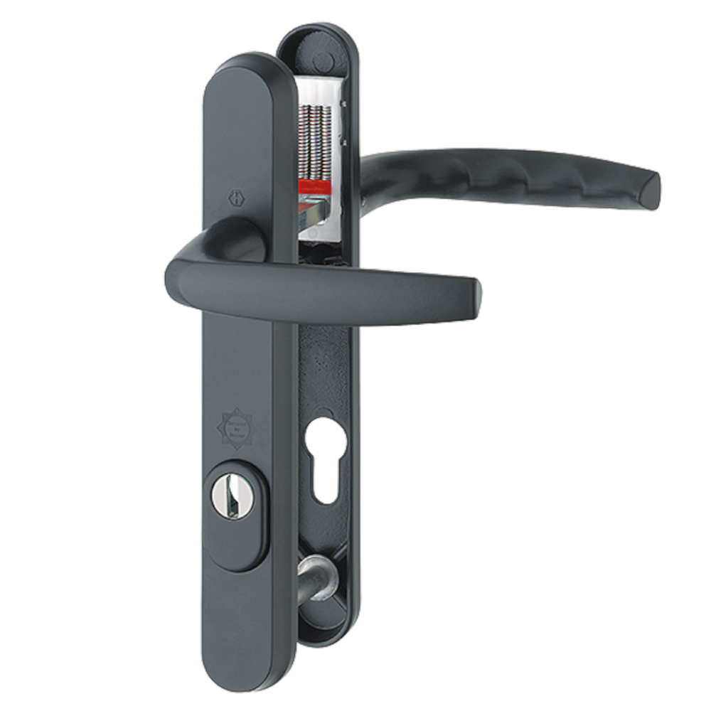 HOPPE Atlanta TS007 (2 Star) Door Furniture PAS24 92mm Centres 122mm Screw Centres - Black (Suits 70mm Thick Door)