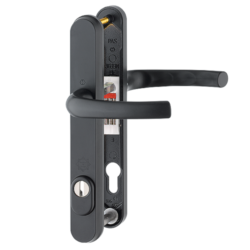 HOPPE Tokyo TS007 (2 Star) Door Furniture PAS24 92mm Centres 215mm Screw Centres - Black (Suits 70mm Thick Door)